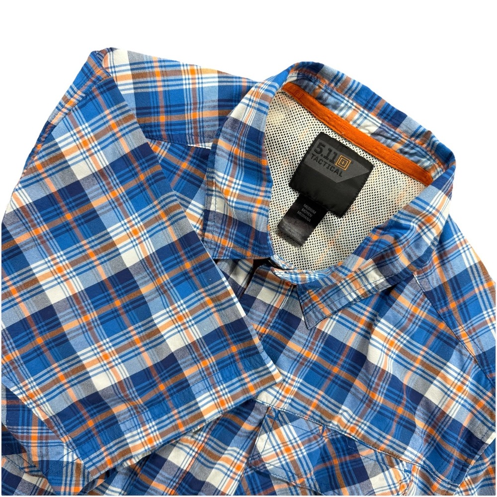 5.11 TACTICAL Mens Plaid Pearl Snap Shirt XL‎ Blue Orange Short Sleeve Outdoor